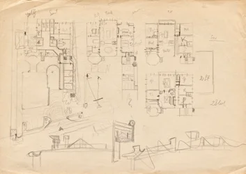 Croquis pour la villa atelier de Matsch - Plans et construction du toit
