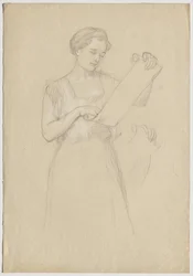 Jeune fille lisant un parchemin