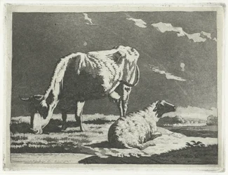 Paysage avec vache et mouton