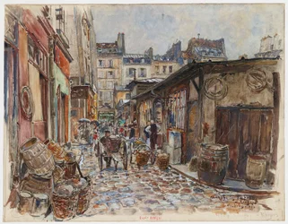Le Marché des Enfants Rouges, côté Ouest, sous la pluie