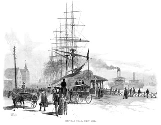 Circular Quay, côté ouest, Sydney, Nouvelle-Galles du Sud, Australie, 1886