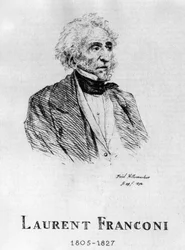 Cirque : Eau-forte par Frédéric Hillemacher, portrait de Laurent Franconi (1805-1827) - dans « Le Cirque Franconi »