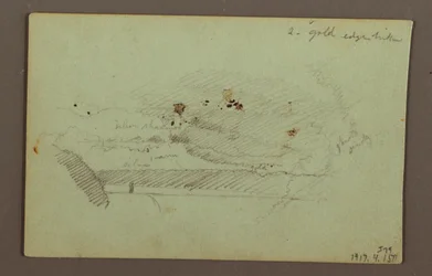 Dessin, Chutes américaines sous un ciel nuageux, rivière Niagara, peut-être 1856
