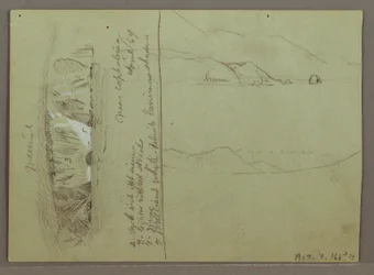 Dessin, Colline nue, Acropole de Corinthe, Grèce, avril 1869