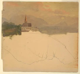 Dessin, Paysage bavarois, 1868