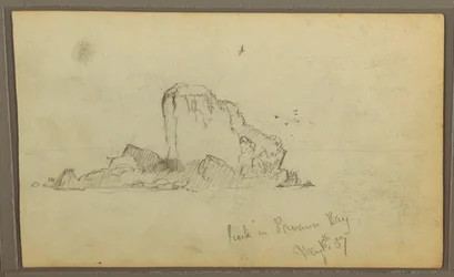 Dessin, Bireds, "Rocher dans la baie de Panama" ; Verso : "Vignes lourdes", 15 mai 1857