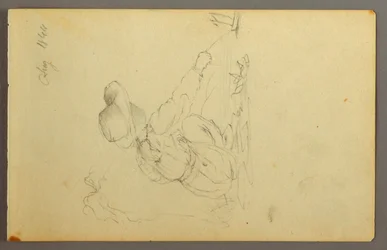 Dessin, garçon tirant un voilier, 1844