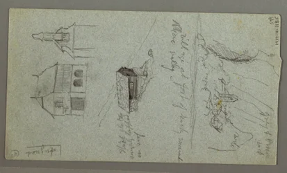 Dessin, Cascade, probablement Konigssee, Bavière, 1868