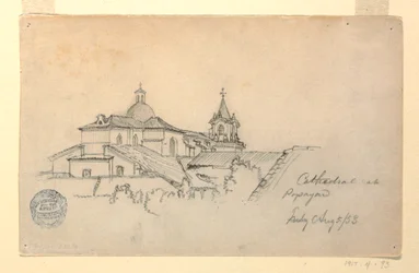Dessin, cathédrale de Popayan, Colombie, 5 août 1853