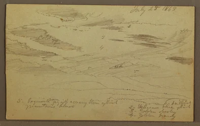 Dessin, ciel nuageux sur la vallée, juillet 1863