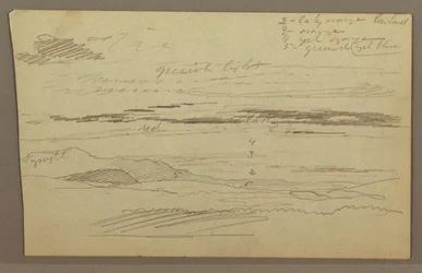 Dessin, ciel nuageux, peut-être années 1860
