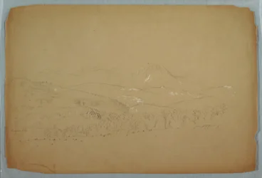 Dessin, vue lointaine du Katahdin vu de l