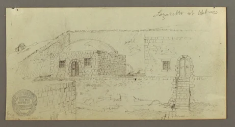 Dessin, maison à dôme, maison avec escalier, février peut-être 1868