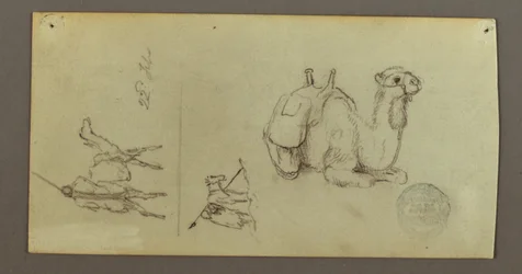 Dessin, études de figures et de chameaux, 22 février 1868