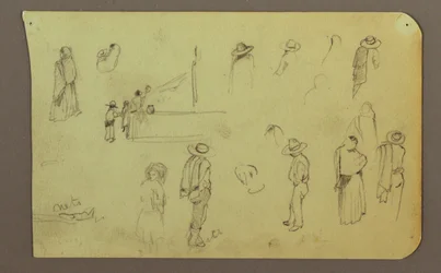 Dessin, figures, verso : figure, paysage, 1883
