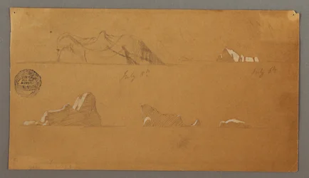 Dessin, icebergs flottants, 5 et 6 juillet 1859