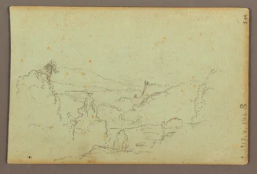 Dessin, Hennequin Point et les chutes américaines, rivière Niagara, peut-être 1856