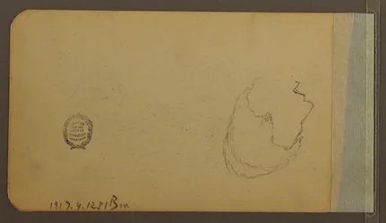Dessin, collines ; au verso : tête, 1889