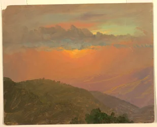 Dessin, colline au coucher du soleil, juillet 1865
