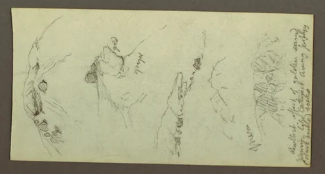 Dessin, sommet de colline avec rochers, peut-être 1868