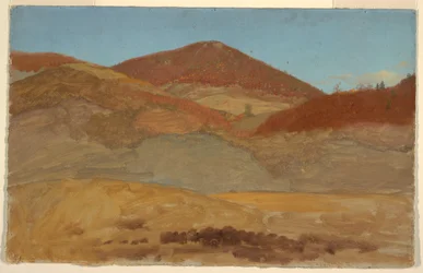 Dessin, paysage de collines, automne, 1870-80
