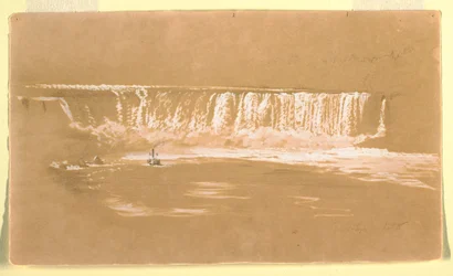 Dessin, chute en fer à cheval depuis le nord, Niagara, septembre 1858