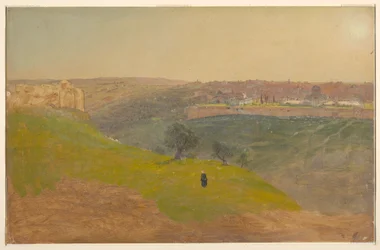 Dessin, Jérusalem depuis le mont des Oliviers, mars 1868
