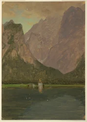 Dessin, Koenigsee, près de Berchtesgaden, Bavière, 1868