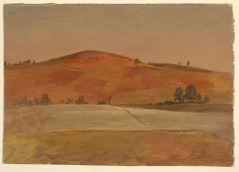 Dessin, Paysage avec colline basse et champs, 1870-80