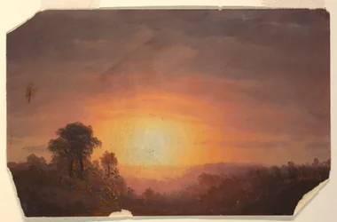 Dessin, Paysage avec coucher de soleil, 1860-70