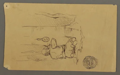 Dessin, Homme se rasant, vu de dos, peut-être 1878