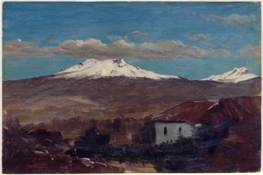 Dessin, Mont Chimborazo vu de Riobamba, Équateur, 1857