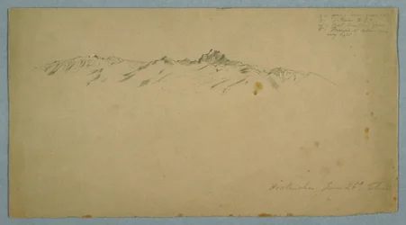 Dessin, mont Pichincha depuis Chillo, Équateur, 26 juin 1857