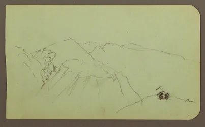 Dessin, paysage de montagne ; verso : paysage, 1883