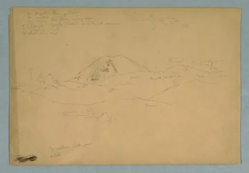 Dessin, pic montagneux, probablement le Chimborazo, s