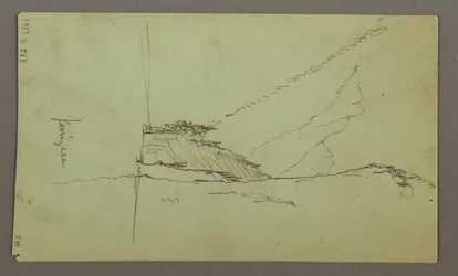 Dessin, sommets montagneux, rivière, juillet 1868