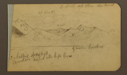 Dessin, chaîne de montagnes ; verso : montagnes, ciel nuageux, 1889