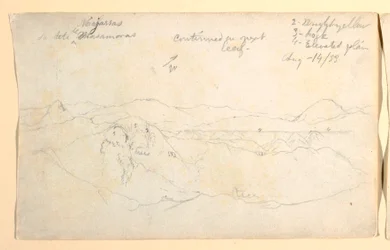 Dessin, paysage de montagne, Colombie, 14 août 1853