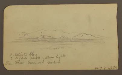 Dessin, montagnes ; verso : Foothills amp ; chaîne de montagnes, 21 décembre 1885