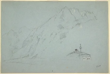 Dessin, montagnes près d