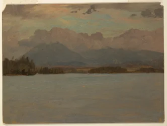 Dessin, le mont Katahdin depuis le lac Katahdin, 1855-65