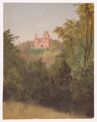 Dessin, Olana vue du sud-ouest, vers 1872