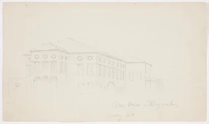 Dessin, vieille maison, Beyrouth, 1868