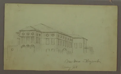 Dessin, vieille maison, Beyrouth, 1868