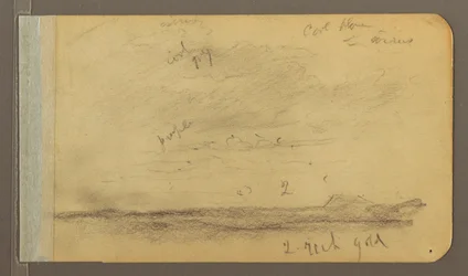Dessin, Orizaba ; Verso : ciel nuageux, toit, 1889