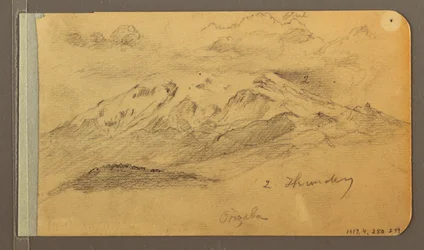 Dessin, Orizaba ; Verso : ciel nuageux, toit, 1889
