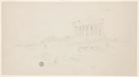 Dessin, Parthénon et Erectheion, Athènes, avril 1869