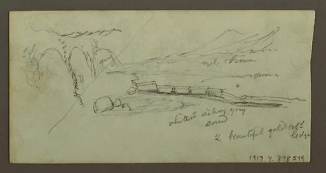 Dessin, plaine et chaîne de montagnes, peut-être 1868