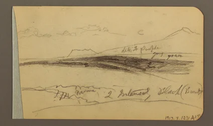 Dessin, plaine, colline, ville ; Verso : chaîne de montagnes, 1889