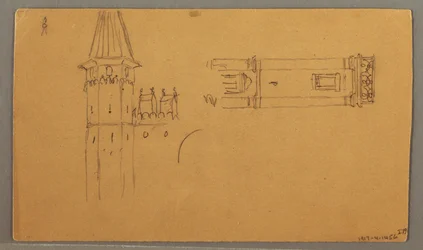 Dessin, plaines, études architecturales, 4 juin 1868